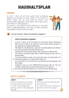 Vorschau - Arbeitsblätter - Gesellschaft und Wirtschaft⎮Mein erster Haushaltsplan ideal für Produktives Lernen in Klasse 8 und 9 - Seite 1
