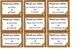 Vista previa - Juegos / Gamificación - Would you rather..? - Camping Edition - página 1