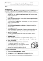 Vorschau - Klassenarbeiten - 🍞🕯️ Klassenarbeit Deutsch: Wolfgang Borchert „Das Brot“ + EHZ (Analyse und Interpretation einer Kurzgeschiche) - Seite 1