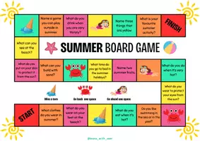 Vista previa - Juegos / Gamificación - Summer Board Game – ESL Speaking and Vocabulary Practice - página 1
