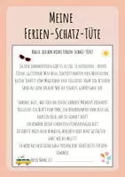 Vorschau - Aufgabenkarten - Meine Ferienschatztüte – Aufdruck für Erinnerungstüte Sommerferien - Deckblatt