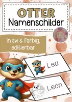 Vorschau - Mal- und Bastelvorlagen - Otterklasse Namenschilder im Superheldenstil - Deckblatt