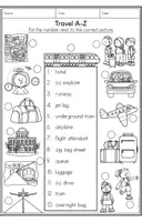Aperçu - Feuilles d'exercices - Travel A-Z - Vocabulary Worksheets - Page 1