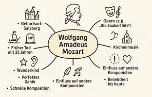 Vorschau - Arbeitsblätter - Arbeitsblatt "Wolfgang Amadeus Mozart" + Onlineübung & MP3 + Mindmap + Infografik - Seite 1