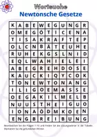 Vorschau - Arbeitsblätter - Newtonsche Gesetze_Wortsuche - Deckblatt