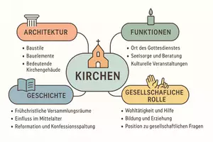 Vorschau - Arbeitsblätter - Arbeitsblatt "Kirche" + Onlineübung & MP3 + Mindmap + Infografik - Seite 1