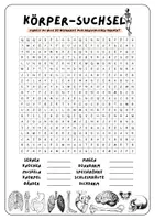 Vorschau - Arbeitsblätter - Der menschliche Körper - Suchsel / Wortgitter (4 Versionen) - Seite 3