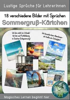 Vorschau - selbst erstellte Cliparts/Grafiken - Sommergruß für Lehrerinnen: Bildkärtchen mit Sprüchen - Deckblatt