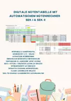 Vorschau - Klassenarbeiten - Anpassbare Notentabelle für Klassenarbeiten Sek I & II (G/E/A Kurs) - Deckblatt