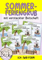 Vorschau - Anderer Materialtyp - Feriengruß Sommerferien (Grußkärtchen mit versteckter Botschaft) - Deckblatt