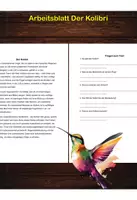 Vorschau - Arbeitsblätter - Arbeitsblatt - Der Kolibri - Tiere lernen - 2. - 4. Klasse - Deckblatt