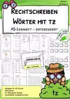 Vorschau - Arbeitsblätter - A5-Heft „Wörter mit tz“ – Differenziertes Rechtschreibtraining - Deckblatt