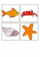 Vorschau - Spiele - Meerestiere - 4 Mini-Puzzles 🐟🦀 Krippe/Kita - Deckblatt