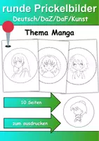 Vorschau - Mal- und Bastelvorlagen - runde Prickelbilder / Fensterbilder Thema Mangas - Grundschule - Bastelvorlagen - Deckblatt