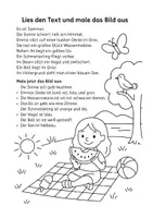 Vorschau - Arbeitsblätter - Deutsch Lies und Male "Sommer" - Seite 1