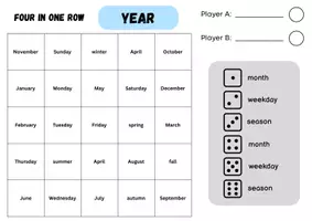Vorschau - Spiele - Four in one Row Year English Vocabulary Partner Game - Deckblatt