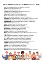 Προεπισκόπηση - Φύλλα εργασίας - Describing People VOCABULARY LIST A1-A2 - Σελίδα 1