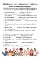 Προεπισκόπηση - Φύλλα εργασίας - Describing People VOCABULARY LIST A1-A2 - Σελίδα 2