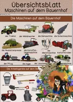 Vorschau - Arbeitsblätter - Übersichtsblätter - Maschine und Arbeitsgeräte auf einem Bauernhof - Deckblatt