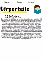 Vorschau - Mal- und Bastelvorlagen - Körperteile - Leseverstehen und Wortschatz - DaZ/DaF, Deutsch, Sachunterricht - Seite 1