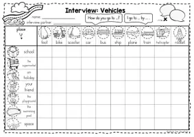 Vista previa - Evaluación - Interview - vehicles (inglés) - página 1