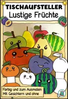 Vorschau - Mal- und Bastelvorlagen - Tischaufsteller "Lustiges Obst" Sommerliche Bastelvorlage / Malvorlage - Deckblatt