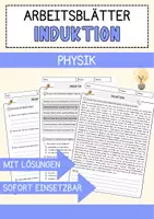 Vorschau - Arbeitsblätter - Induktion Physik Arbeitsblätter mit Lösungen Lesetext - Deckblatt