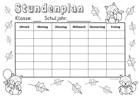 Vorschau - Anderer Materialtyp - Stundenplan (editierbar) Klassentier "Fuchs" - Fuchsklasse - Seite 2