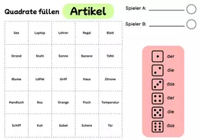 Vorschau - Stationenlernen - Quadrate füllen Artikel Deutsch Partnerspiel Freiarbeit 2 Versionen - Seite 1