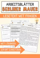 Vorschau - Arbeitsblätter - Berliner Mauer Arbeitsblätter mit Fragen + Lösungen Lesetext - Deckblatt