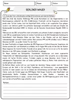 Vorschau - Arbeitsblätter - Berliner Mauer Arbeitsblätter mit Fragen + Lösungen Lesetext - Seite 1