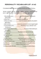 Προεπισκόπηση - Φύλλα εργασίας - Personality VOCABULARY LIST A1-A2 - Σελίδα 2
