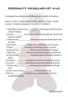 Προεπισκόπηση - Φύλλα εργασίας - Personality VOCABULARY LIST A1-A2 - Σελίδα 3