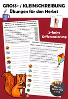 Vorschau - Arbeitsblätter - Groß- und Kleinschreibung differenziert üben - Herbst - Deckblatt