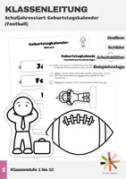 Vorschau - Arbeitsblätter - Klassenleitung: Schuljahresstart - Geburtstagskalender (Football) - Deckblatt