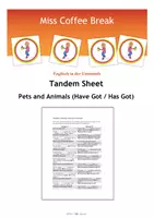 Vorschau - Arbeitsblätter - Pets and Animals (have got / has got) - Tandem Activity - Deckblatt