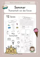 Vorschau - Arbeitsblätter - Themenheft Sommer – Wortschatz, Sommerferien, Deutsch - Deckblatt