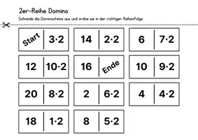 Vorschau - Spiele - 2er-Reihe Mathe Domino (Einmaleins/Multiplikation) - Seite 1