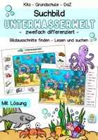 Vorschau - Arbeitsblätter - Suchbild zur visuellen Wahrnehmung, Sprachförderung und Leseförderung Vorschule, 1 Klasse, DaZ (Sommer, Meer) - Deckblatt