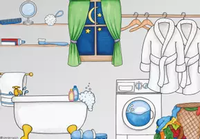 Vorschau - Fördermaterial/Inklusion - Wimmelbild Badezimmer plus Arbeitsaufträge - Seite 1