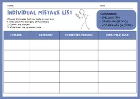 Vorschau - Arbeitsblätter - Individual mistake list - Deckblatt