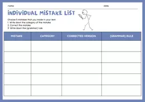 Vorschau - Arbeitsblätter - Individual mistake list - Seite 1