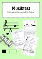 Vorschau - Test - Musiktest Rhythmusdiktat, Notenwerte, C-Dur Tonleiter - Deckblatt