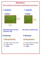 Vorschau - Arbeitsblätter - Umfang Rechteck_Quadrat (Merkwissen und Übung) - Seite 3