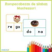 Vista previa - Tarjetas / Manipulativos - Rompecabezas Montessori 2,3,4 sílabas Intelecta - Portada