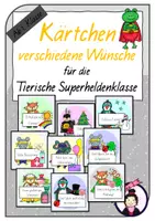 Vorschau - Präsentationen/Tafelbilder - Kärtchen | Verschiedene Wünsche | Tierische Superhelden - Deckblatt