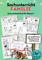 Vorschau - Unterrichtsreihen - Unterrichtseinheit Familie im Sachunterricht für Klasse 1, Arbeitsblätter - Deckblatt