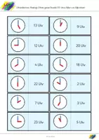 Vorschau - Spiele - Uhrendomino: analog ganze Stunde, ohne Ziffern, 24h, V3 - Deckblatt