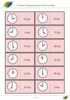 Vorschau - Spiele - Uhrendomino: analog ganze Stunde, MIT Ziffern, 24h, V3 - Deckblatt