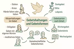 Vorschau - Arbeitsblätter - AB mit Dialog zum Thema "Gebetshaltungen und Gebetsformen" + Mindmap - Seite 2